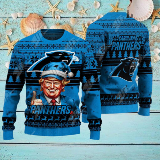Carolina Panthers Christmas Donald Trump Knitted Sweater