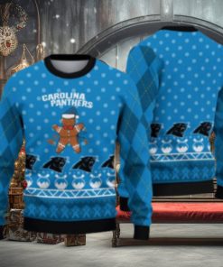 Carolina Panthers Christmas Gingerbread Man Ugly Christmas Sweater Cute Christmas Gift