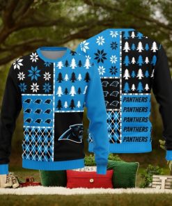 Carolina Panthers Christmas Pine Trees Pattern New Style Knitted Sweater