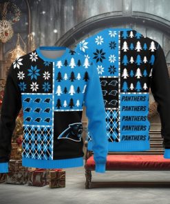 Carolina Panthers Christmas Pine Trees Pattern New Style Knitted Sweater