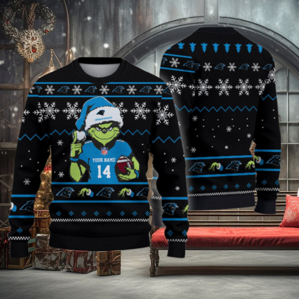 Carolina Panthers Custom Chrismas Ugly Sweater Carolina Panthers Custom Chrismas Ugly Sweater