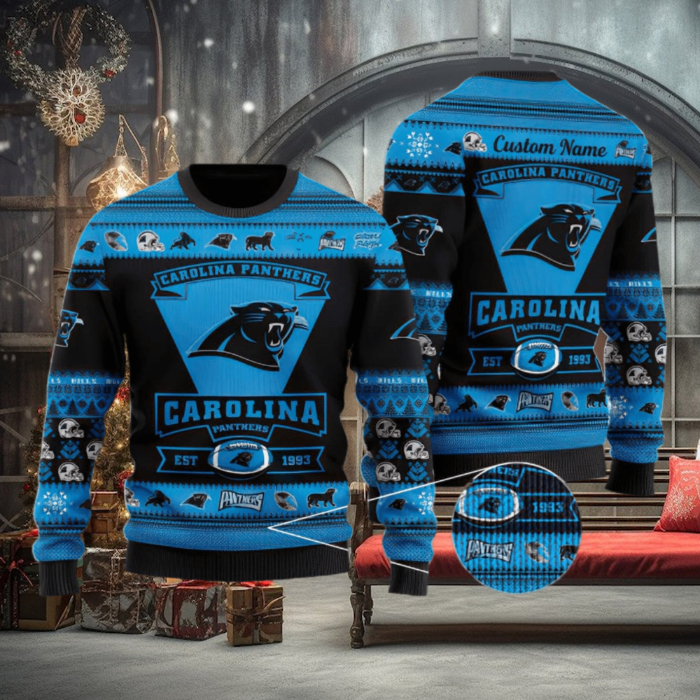 Carolina Panthers NFL Big Logo Ugly Christmas Sweater Gift For