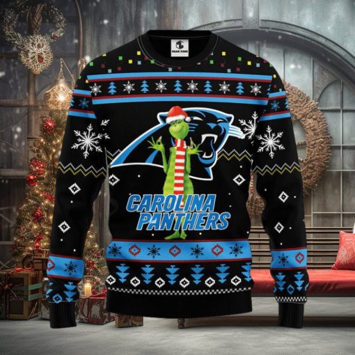 Carolina Panthers Funny Grinch Christmas Ugly Sweater