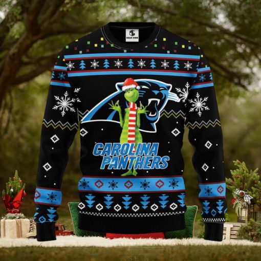 Carolina Panthers Funny Grinch Christmas Ugly Sweater