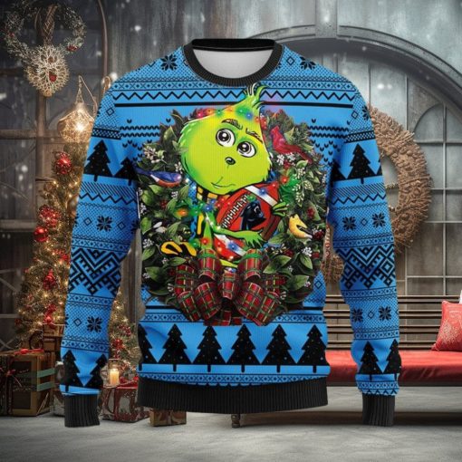 Carolina Panthers Grinch Hug Christmas Ugly Sweater 3D Christmas Xmas Sweater