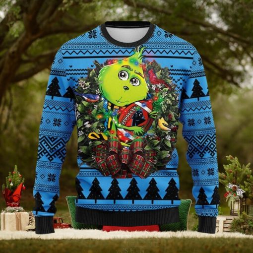 Carolina Panthers Grinch Hug Christmas Ugly Sweater 3D Christmas Xmas Sweater