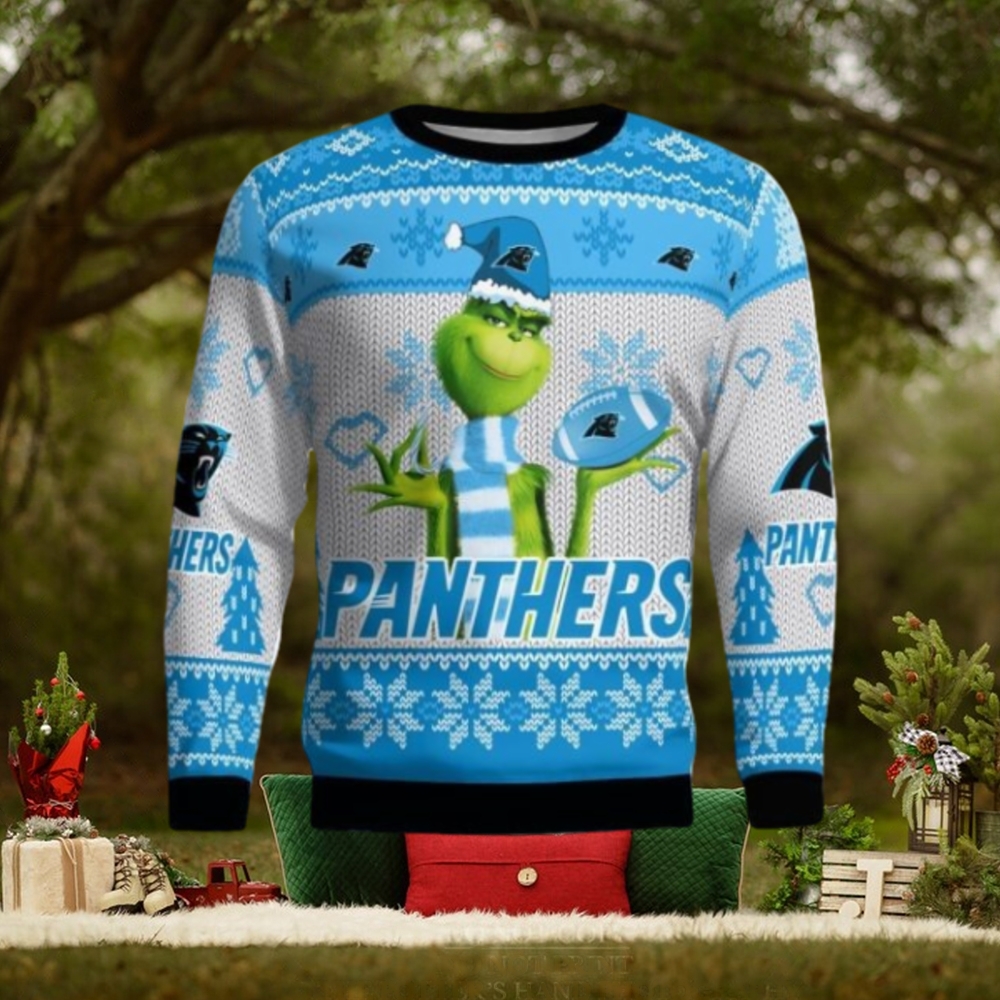 Carolina Panthers Grinch Snowflake Pattern Ugly Sweater Christmas Carolina Panthers Grinch Snowflake Pattern Ugly Sweater Christmas