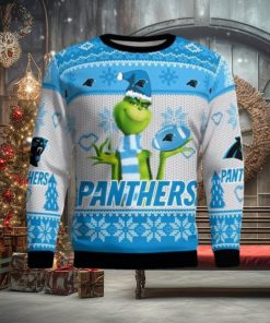 Carolina Panthers Grinch Snowflake Pattern Ugly Sweater Christmas