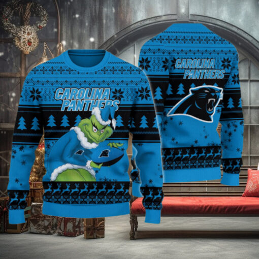 Carolina Panthers Grinch Ugly Christmas Sweater