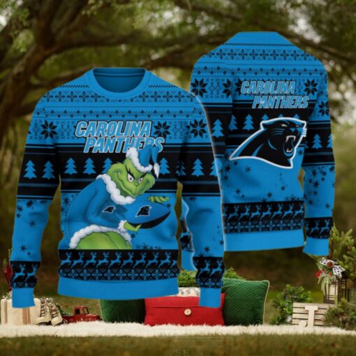 Carolina Panthers Grinch Ugly Christmas Sweater