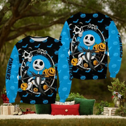 Carolina Panthers Jack Skellington Festivity Christmas Ugly Sweater Halloween For Men And Women
