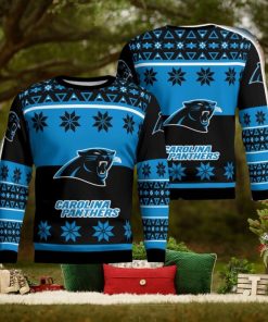 Carolina Panthers Logo Big Snowflake Pattern Ugly Christmas Sweater