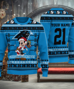 Carolina Panthers Mickey Mouse Santa Ugly Christmas Sweater