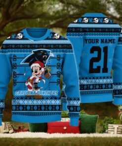 Carolina Panthers Mickey Mouse Santa Ugly Christmas Sweater