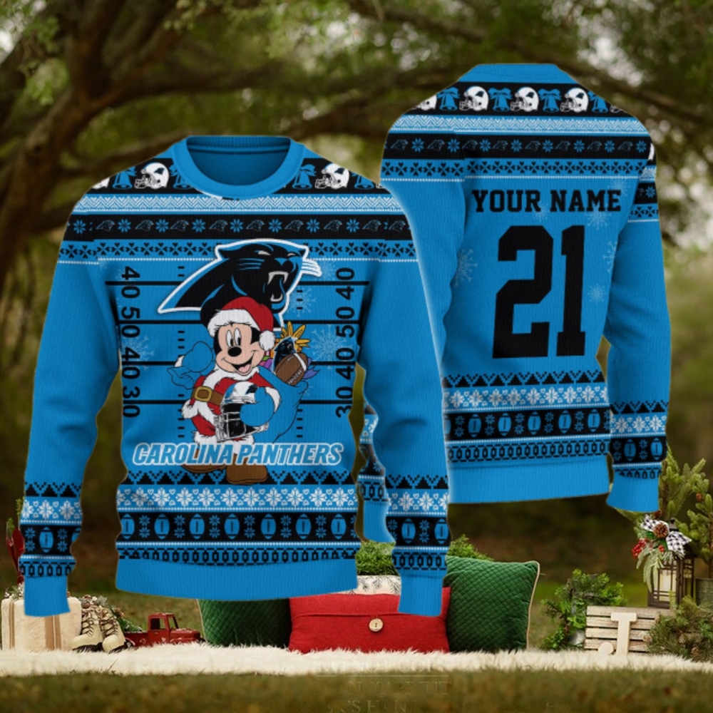 Carolina Panthers Mickey Mouse Santa Ugly Christmas Sweater Carolina Panthers Mickey Mouse Santa Ugly Christmas Sweater