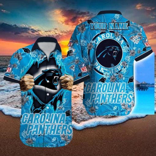 Carolina Panthers NFL All Over printed 3D Beach Lover Gift Aloha Hawaiian Shirt Custom Name