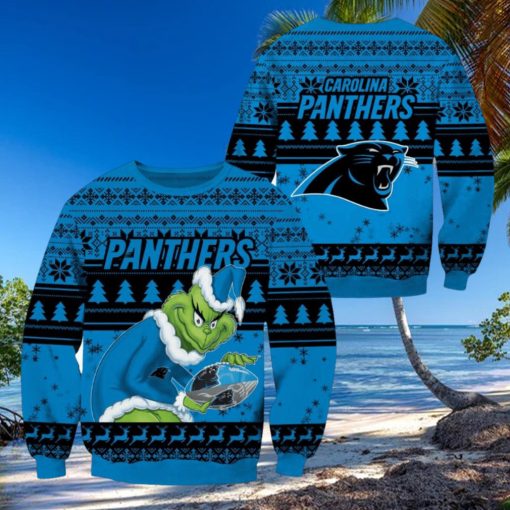 Carolina Panthers NFL Grinch Christmas Ugly Sweater Fans Gift Funny For Men And Women