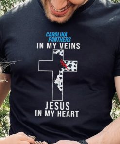 Carolina Panthers NFL In My Veins Jesus In My Heart Cross 2024 T Shirt