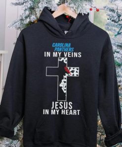 Carolina Panthers NFL In My Veins Jesus In My Heart Cross 2024 T Shirt