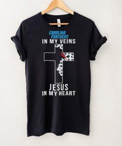 Carolina Panthers NFL In My Veins Jesus In My Heart Cross 2024 T Shirt