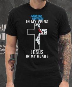 Carolina Panthers NFL In My Veins Jesus In My Heart Cross 2024 T Shirt