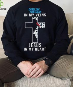 Carolina Panthers NFL In My Veins Jesus In My Heart Cross 2024 T Shirt