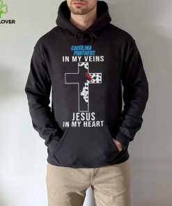 Carolina Panthers NFL In My Veins Jesus In My Heart Cross 2024 T Shirt