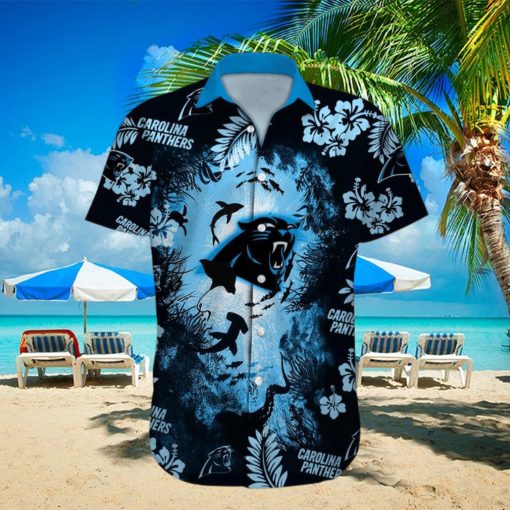 Carolina Panthers NFL Ocean Fish Tropical Beach Custom Name Hawaiian Shirt