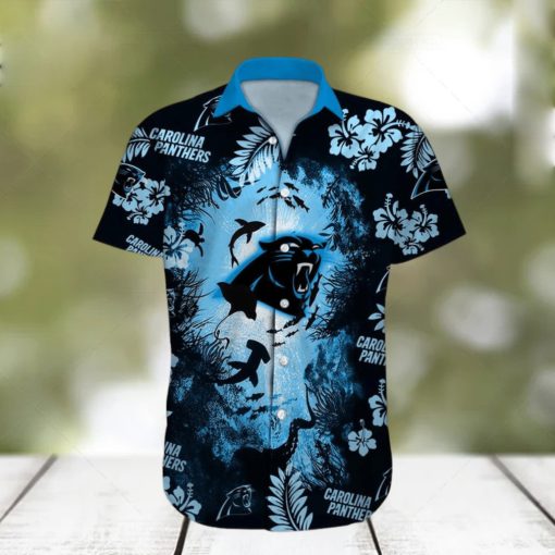 Carolina Panthers NFL Ocean Fish Tropical Beach Custom Name Hawaiian Shirt