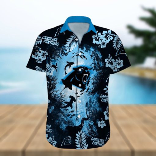 Carolina Panthers NFL Ocean Fish Tropical Beach Custom Name Hawaiian Shirt