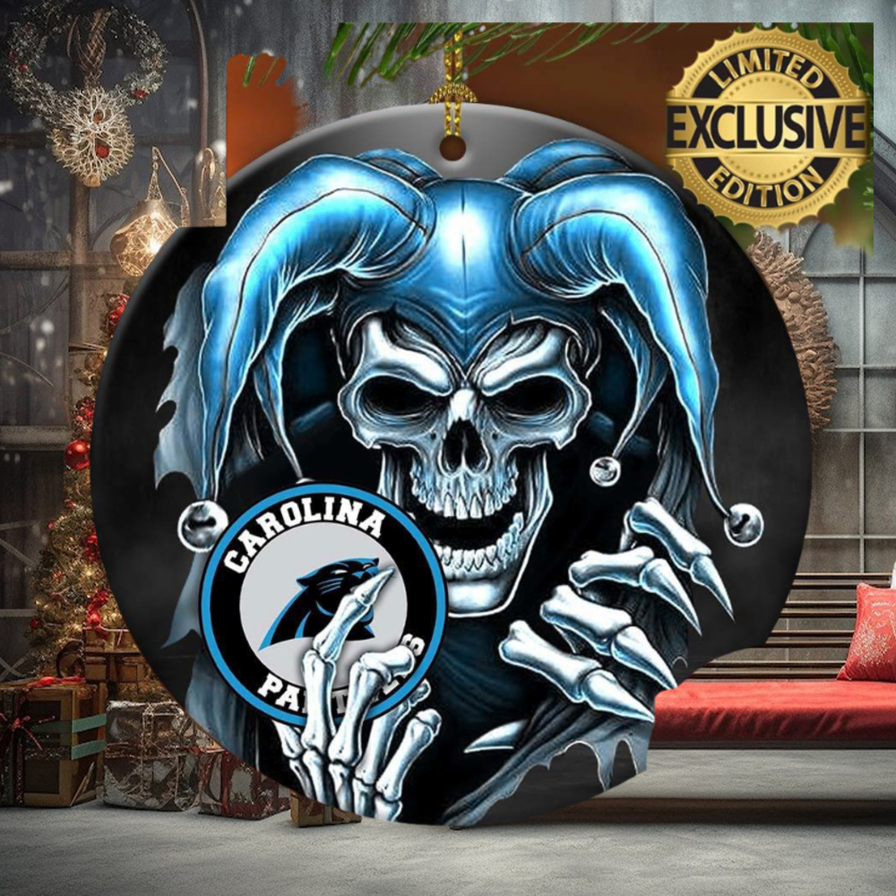 Carolina Panthers NFL Skull Joker Christmas Decorations Ornament Carolina Panthers NFL Skull Joker Christmas Decorations Ornament