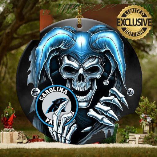 Carolina Panthers NFL Skull Joker Christmas Decorations Ornament