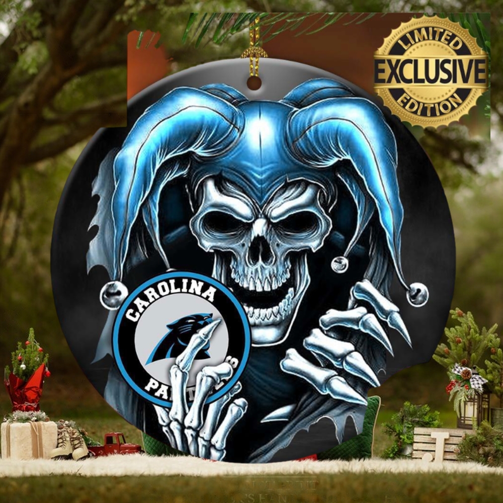 Carolina Panthers NFL Skull Joker Christmas Decorations Ornament Carolina Panthers NFL Skull Joker Christmas Decorations Ornament