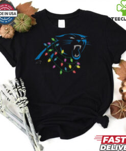 Carolina Panthers Primary Logo Holiday Lights T Shirt 3 Carolina Panthers Primary Logo Holiday Lights T Shirt