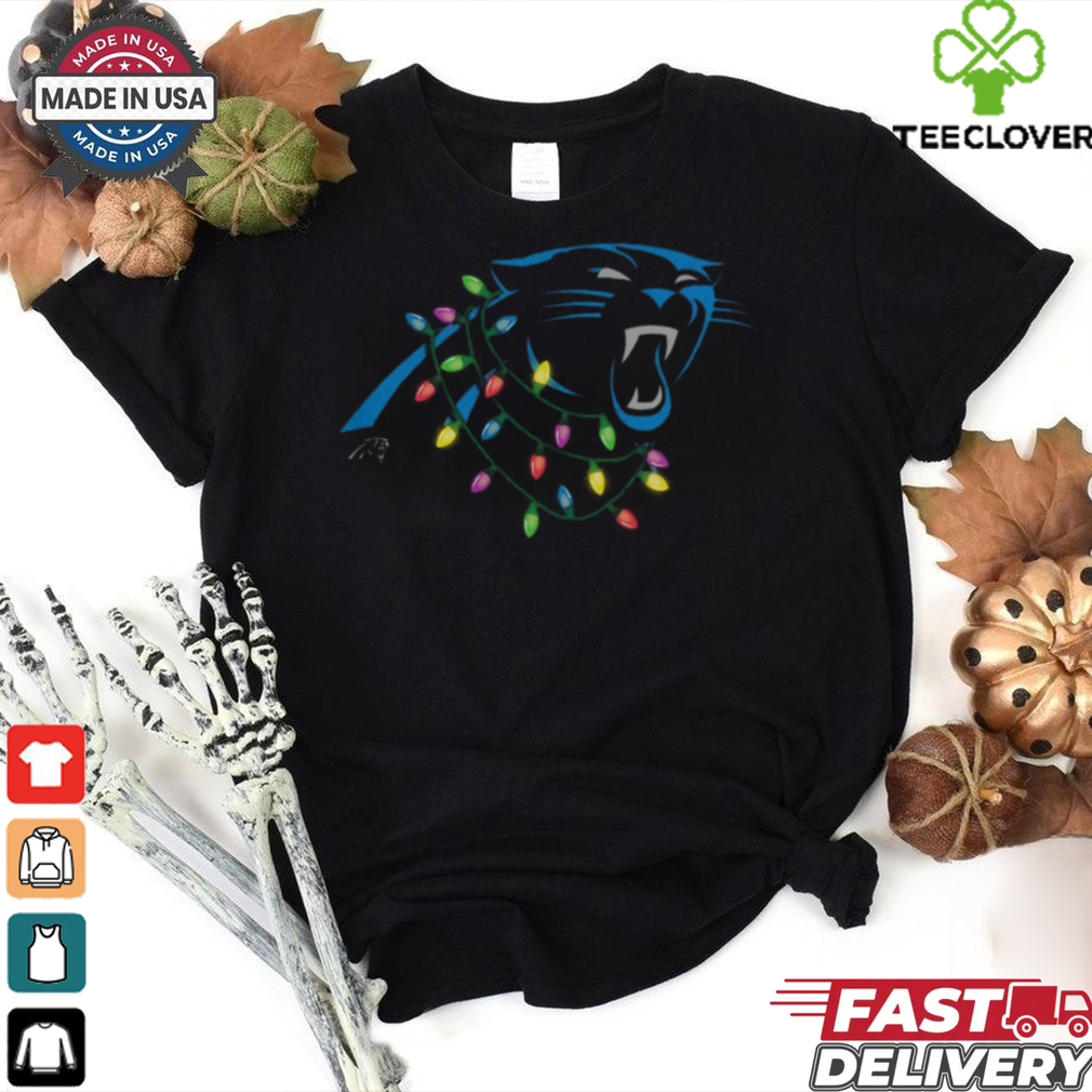 Carolina Panthers Primary Logo Holiday Lights T Shirt Carolina Panthers Primary Logo Holiday Lights T Shirt