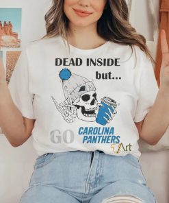 Carolina Panthers Skeleton Dead Inside But Panthers Logo T shirt