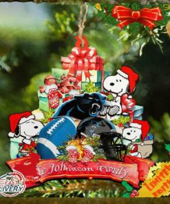 Carolina Panthers Snoopy And NFL Sport Ornament Personalized Your Family Name