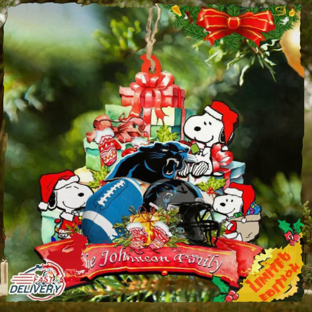 Carolina Panthers Snoopy And NFL Sport Ornament Personalized Your Family Name