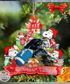 Carolina Panthers Snoopy And NFL Sport Ornament Personalized Your Family Name