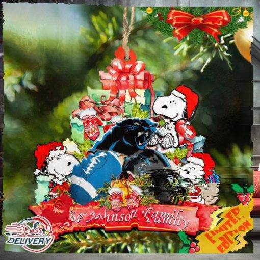 Carolina Panthers Snoopy And NFL Sport Ornament Personalized Your Family Name