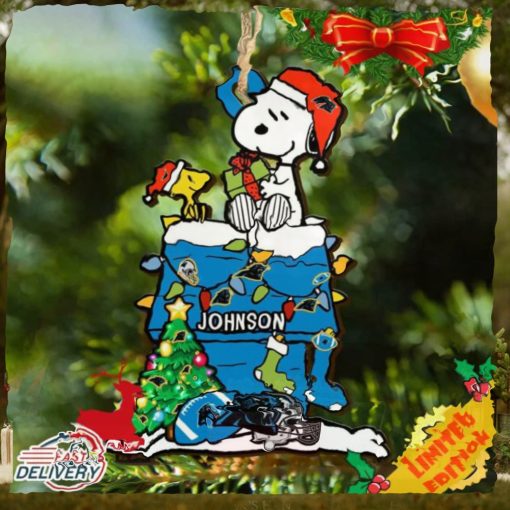 Carolina Panthers Snoopy NFL Christmas Ornament Personalized Your Name