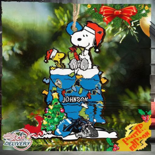 Carolina Panthers Snoopy NFL Christmas Ornament Personalized Your Name