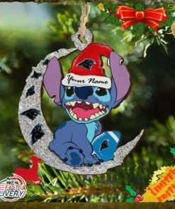 Carolina Panthers Stitch Ornament NFL Christmas And Stitch With Moon Ornament