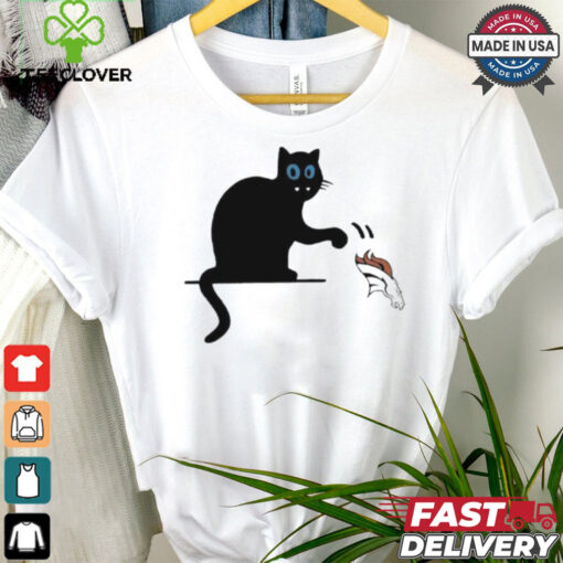 Carolina Panthers black cat push Denver Broncos logo shirt