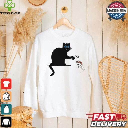 Carolina Panthers black cat push Denver Broncos logo shirt