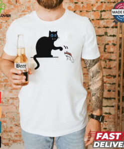 Carolina Panthers black cat push Denver Broncos logo shirt