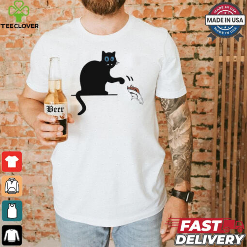 Carolina Panthers black cat push Denver Broncos logo shirt