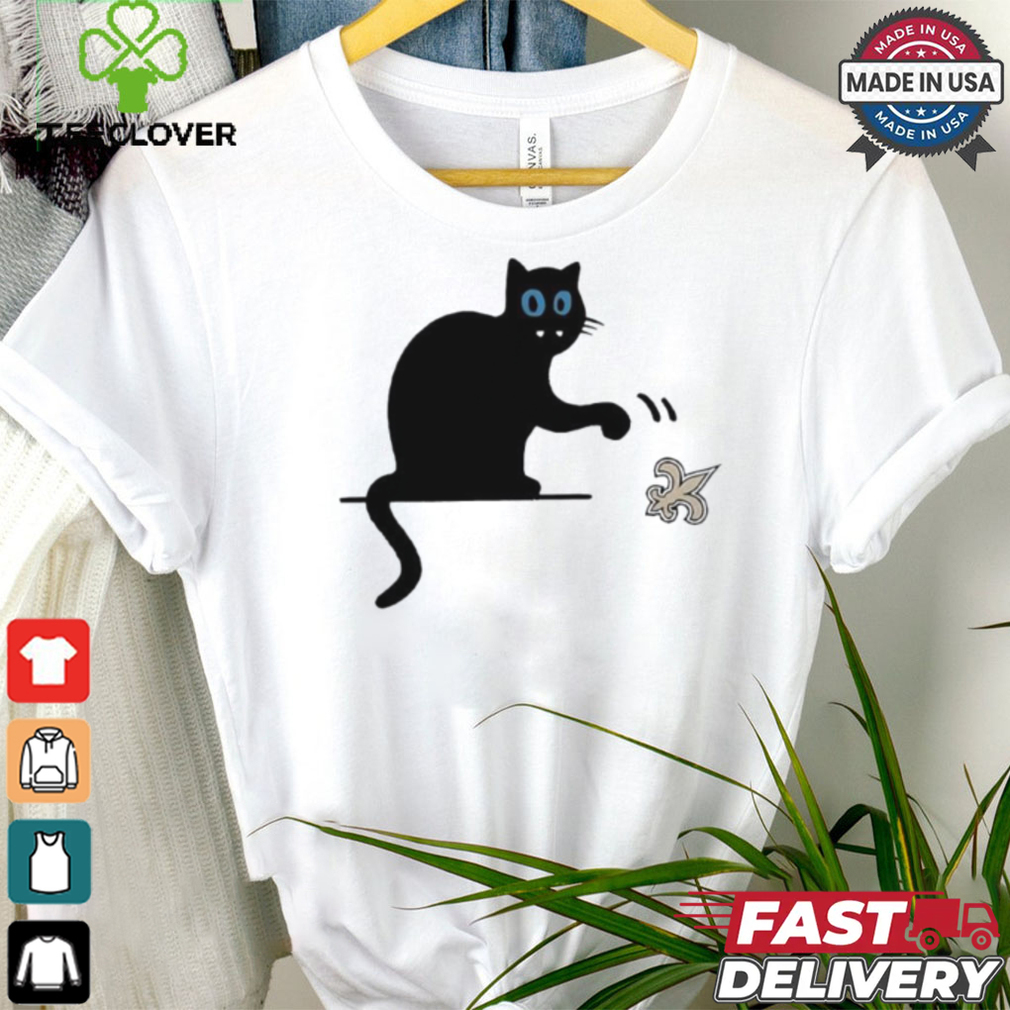 Carolina Panthers black cat push New Orleans Saints logo shirt Carolina Panthers black cat push New Orleans Saints logo shirt