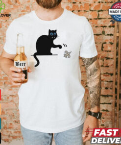 Carolina Panthers black cat push New Orleans Saints logo shirt