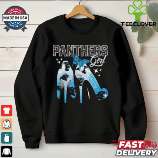 Carolina Panthers girl diamond shoe heel hoodie, sweater, longsleeve, shirt v-neck, t-shirt